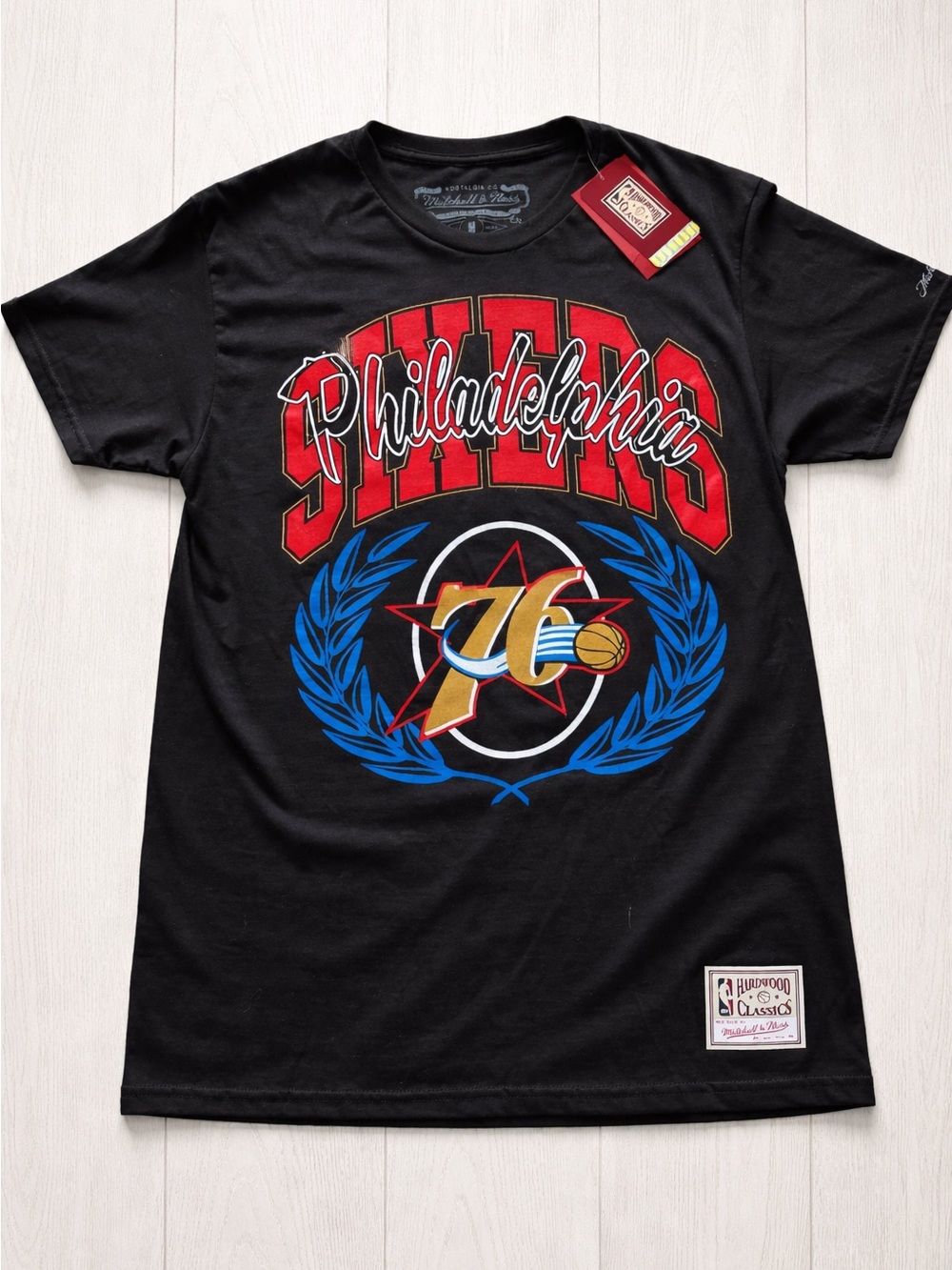 Mitchell & Ness Black Philadelphia 76ers Graphic Tee